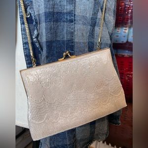 Spectacular White Beaded Handbag